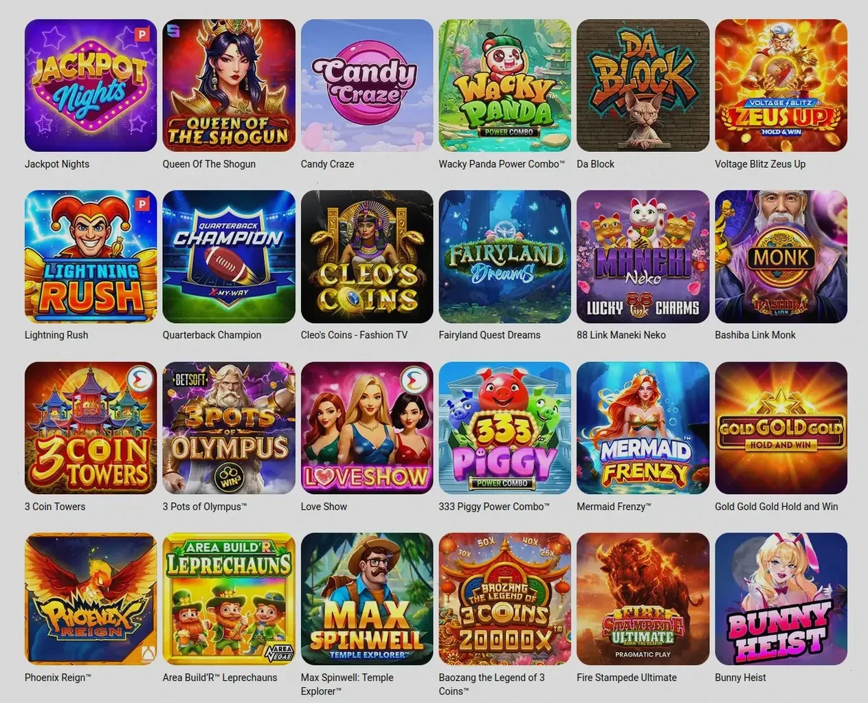 Oshi Casino Spielauswahl